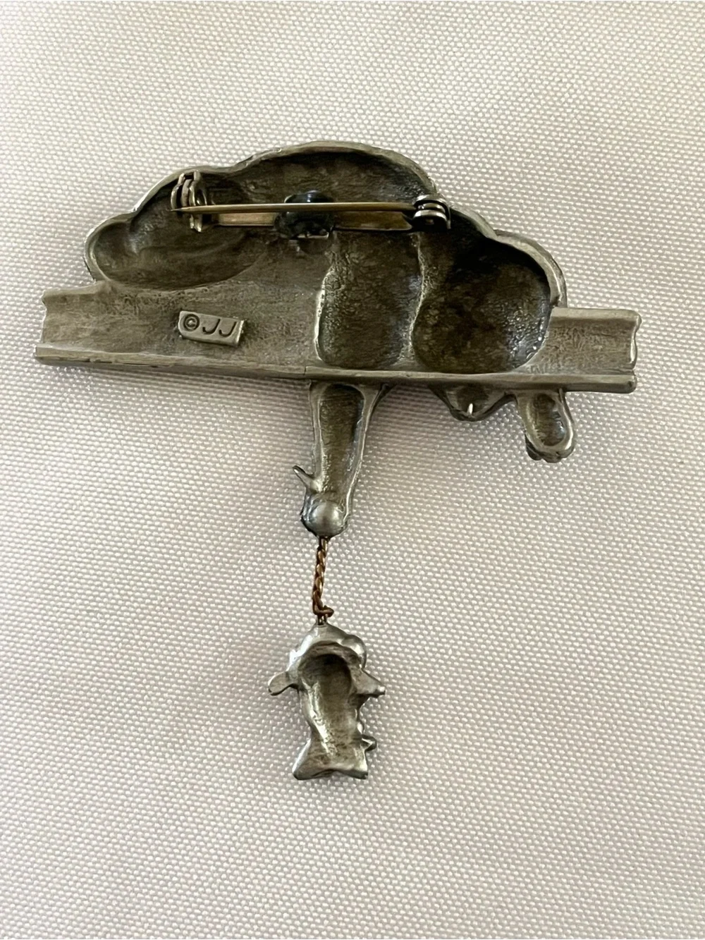 Vintage Jonette Cat And Mouse Pewter Brooch